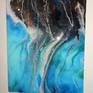 Inspired by the music of Led Zeppelin, this abstract seascape is an original resin art canvas painting. Soothing shades of blue, aqua, teal , turquoise and contrasting colors: white black and gray. The gentle motion of the sea and a beautiful glass-like finish will last forever.