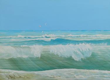Original Photorealism Beach Paintings by Lesley Allan