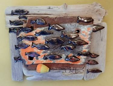 Original Abstract Expressionism Fish Sculpture by Lesley Allan