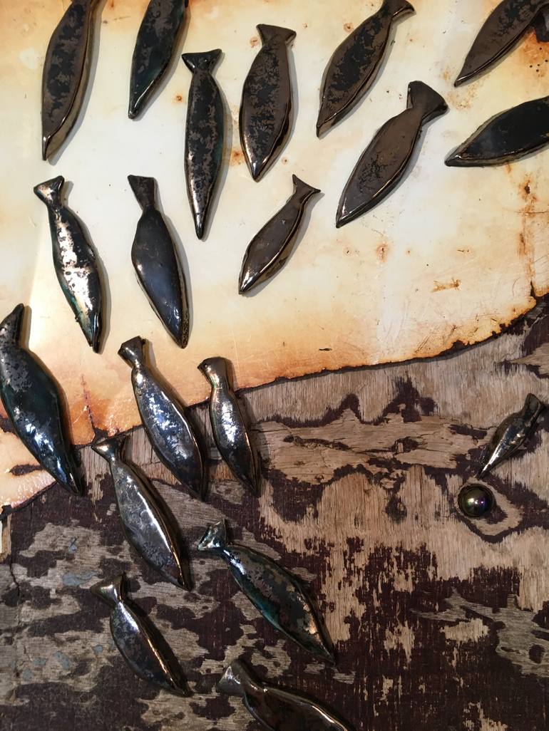 Original Abstract Expressionism Fish Sculpture by Lesley Allan
