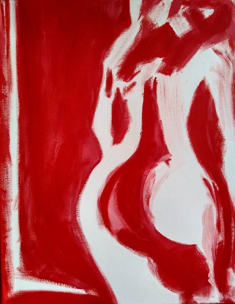 Red woman Painting by Larisa Siverina | Saatchi Art