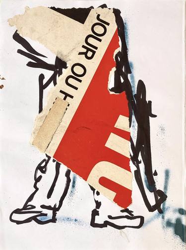 Original Abstract Expressionism Politics Collage by Armand Brac