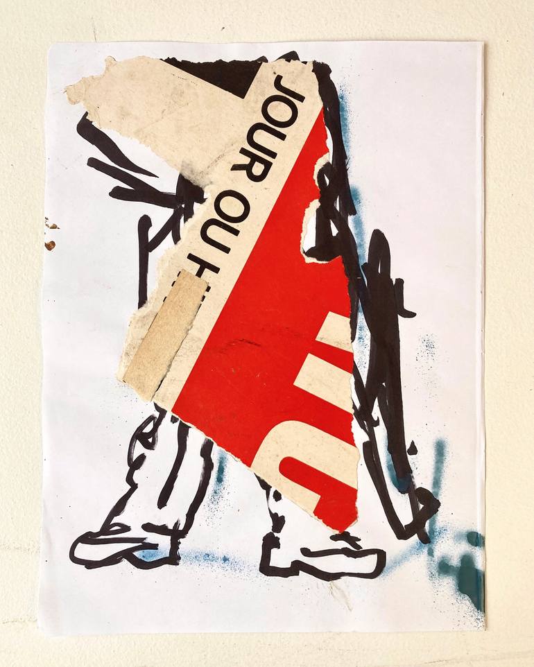 Original Abstract Expressionism Politics Collage by Armand Brac