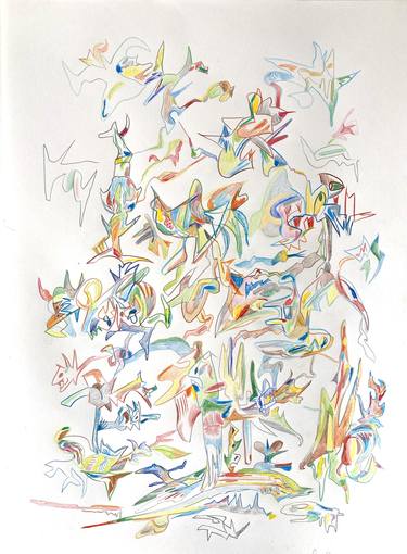 Original Abstract Drawings by Armand Brac