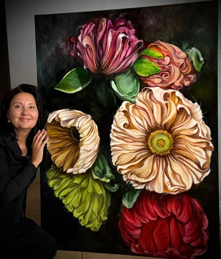 Original Art Deco Botanic Painting by Eugenia Ossetrova