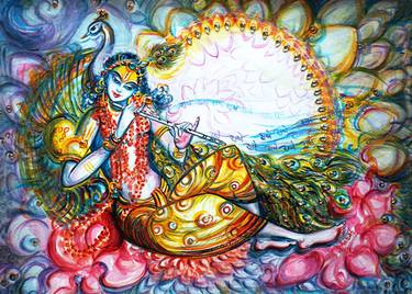 Krishna - flute - lyrical painting thumb