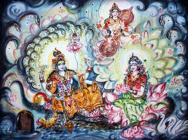 Saatchi Art Artist Harsh Malik; Paintings, “Lakshmi Narayana - Ksheer Sagar” #art
