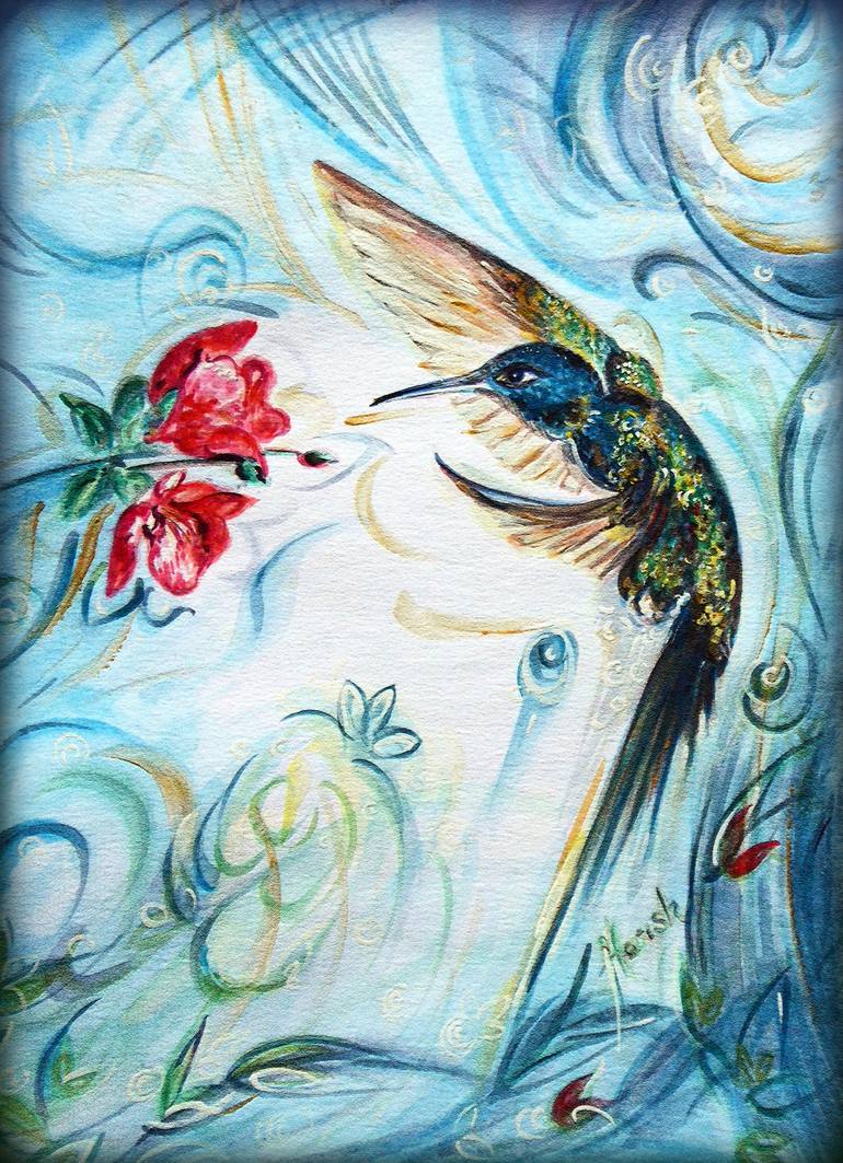 Hummingbird - flying jewel in nature 2 Painting by Harsh Malik ...