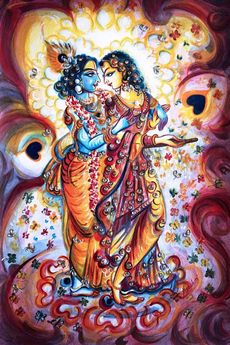 Radhe Krishna - Love moments Painting by Harsh Malik