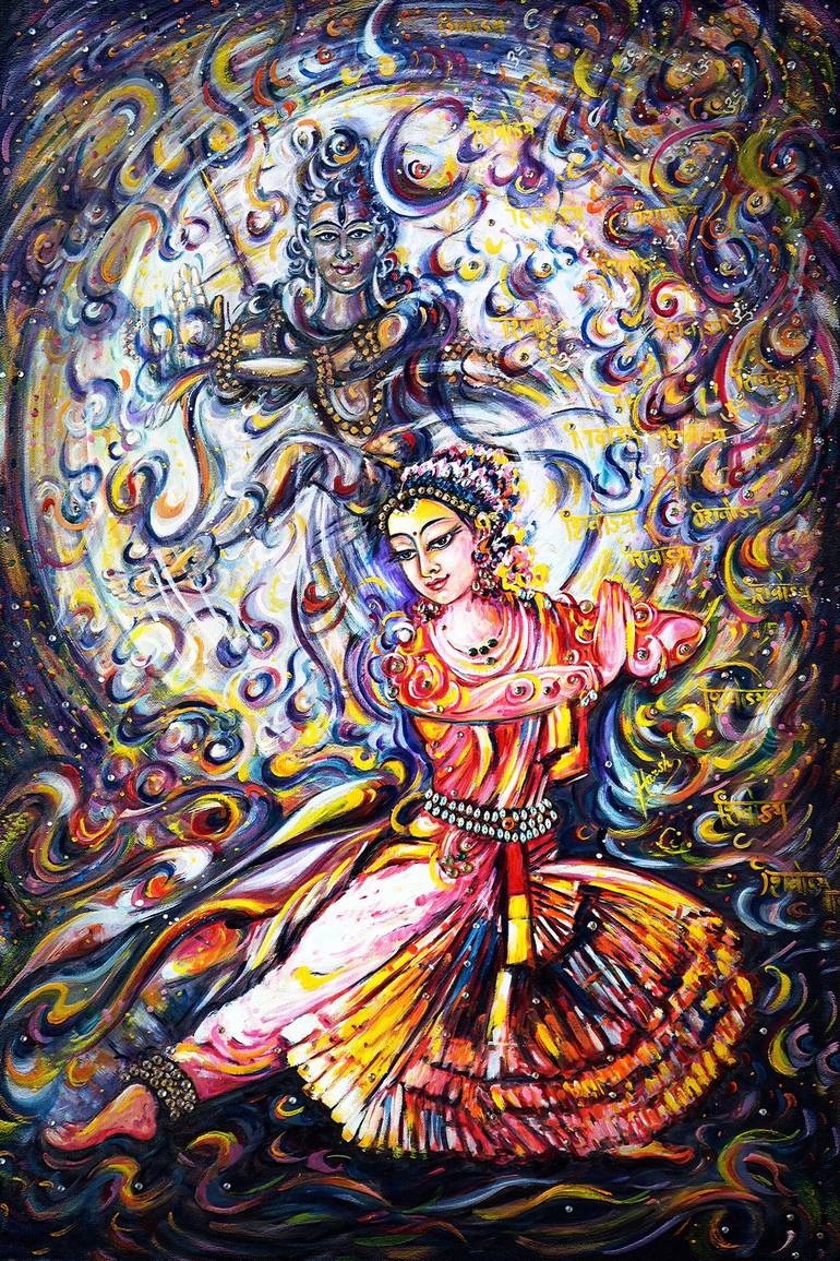 Parvati dancing in Shiva devotion Painting by Harsh Malik ...