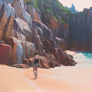 Original Figurative Beach Paintings by Paul Geraghty
