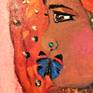 This has been in my personal collection for years now, given the climate now its time to let her go..my inspiration was women of certain countries not being able to speak their truth  Butterflies fly freely and as a Woman our speech is as natural and easy, but not often allowed.  We are sometimes kept quiet, covered and adorned for all too see, but kept still, frozen in time, shussed up.  Past time to let it Go

Original Oil with a added jewel and cut out Butterfly for effect