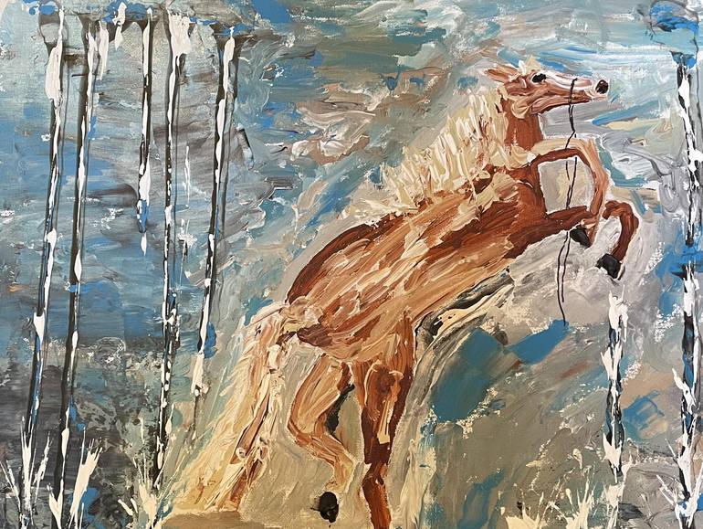 Original Abstract Horse Painting by Cheri Pedemonte