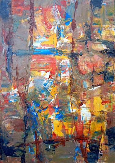 Original Abstract Expressionism Abstract Paintings by Sardar Jadhav