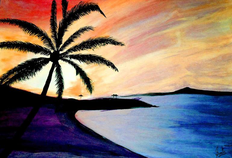 beach sunrise drawing