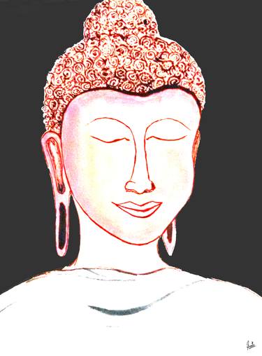 Buddha l White l Acrylic l Painting thumb