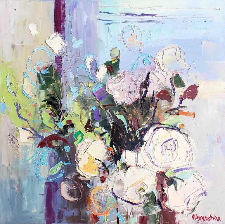 WHITE ROSES Painting by Irina Alexandrina | Saatchi Art