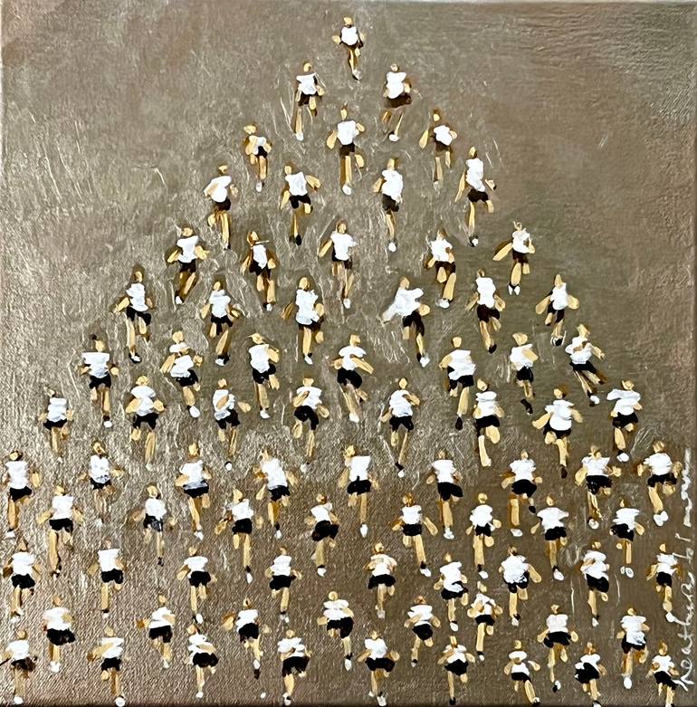 Original Sports Painting by Heather Blanton  Abstract Art on Canvas  Bronze Marathon Pyramid