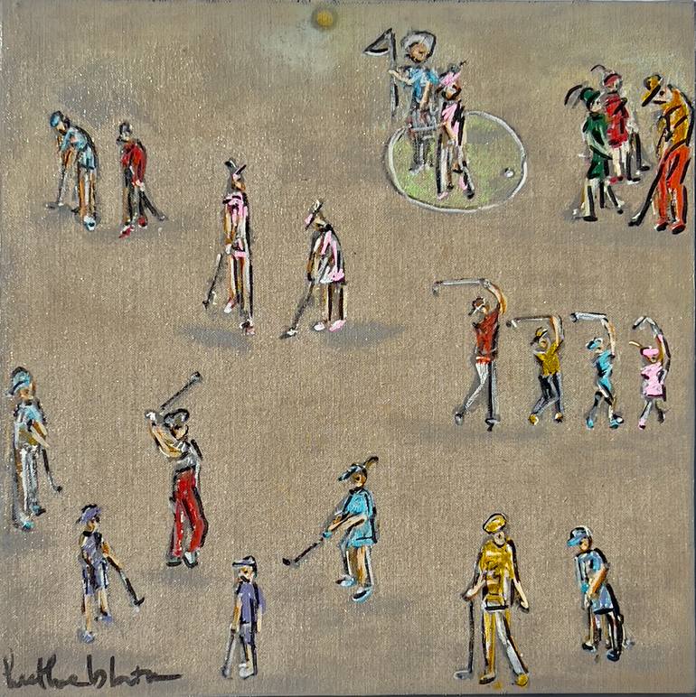 Original Family Painting by Heather Blanton  Abstract Art on Linen  Get Your Game On