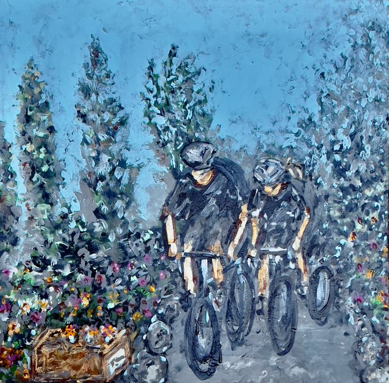 Original Love Painting by Heather Blanton  Impressionism Art on Canvas  Cycling Date