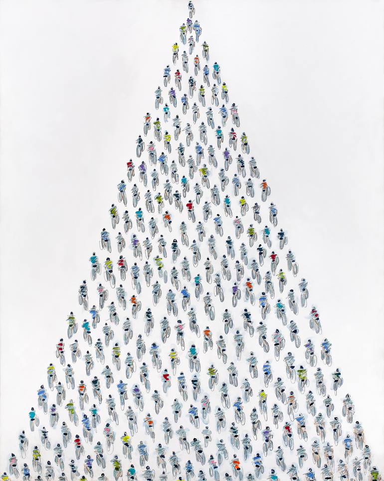 Original Sports Painting by Heather Blanton  Abstract Art on Canvas  481Cyclists Triangle