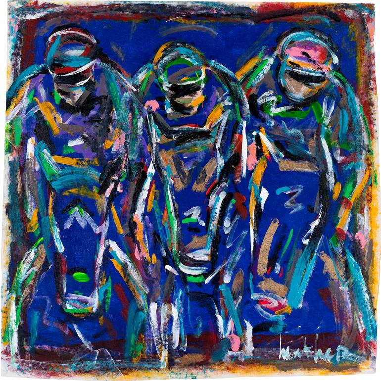 Original Religion Painting by Heather Blanton  Abstract Art on Canvas  The Blue Riders