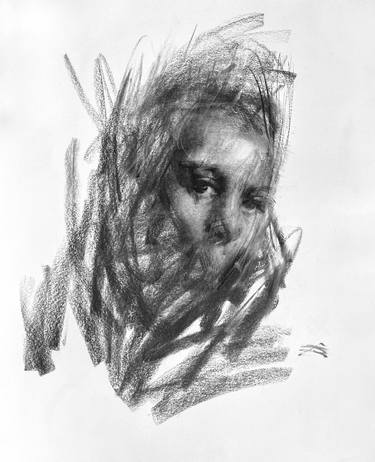 Original Abstract Expressionism Portrait Drawings by Zin Lim