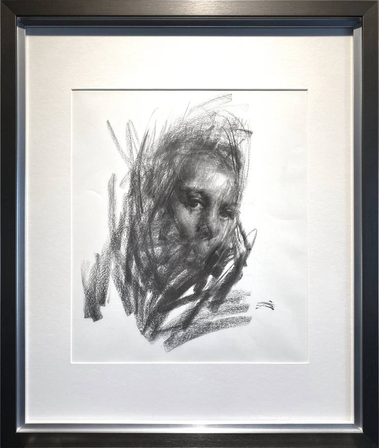 Original Abstract Expressionism Portrait Drawing by Zin Lim