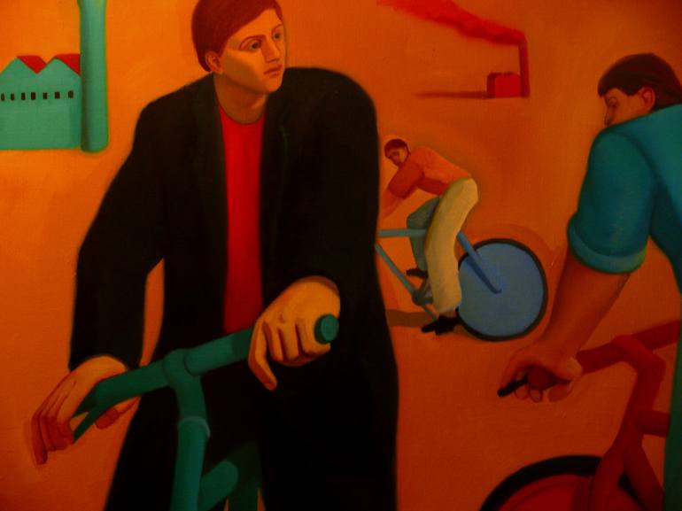 Original Figurative Bicycle Painting by Paul Rossi