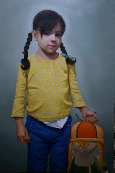 Original Photorealism Children Paintings by AZZOUZI LAMINE