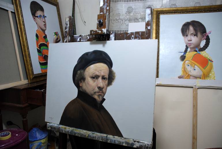 Original Photorealism Portrait Painting by AZZOUZI LAMINE