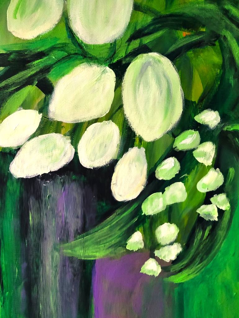 Original Abstract Expressionism Floral Painting by Aase Lind