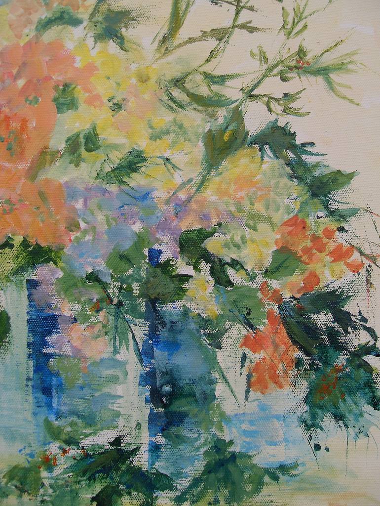 Original Abstract Expressionism Floral Painting by Aase Lind