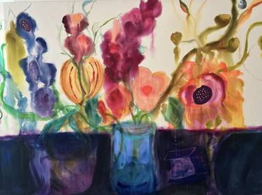 Original Abstract Floral Paintings by Jennifer Hirshfield