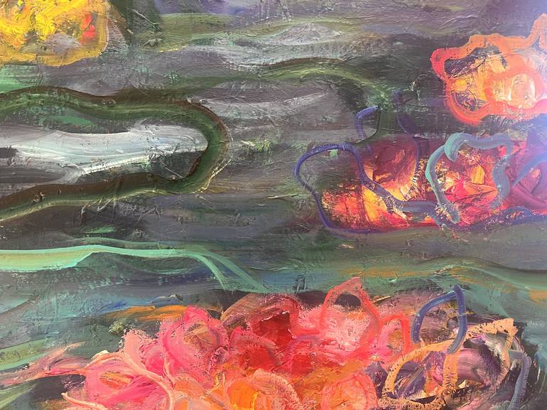 Original Abstract Expressionism Floral Painting by Jennifer Hirshfield