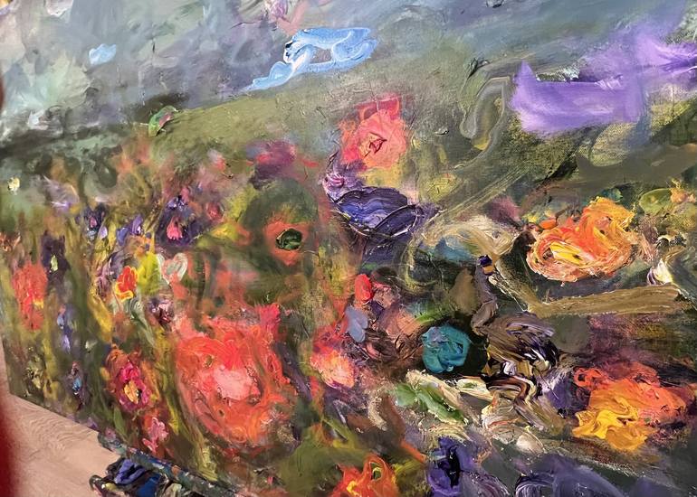 Original Abstract Expressionism Floral Painting by Jennifer Hirshfield