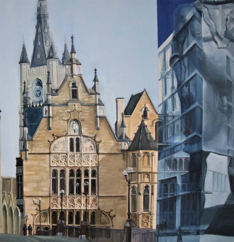 Original Abstract Cities Painting by Wery Pollier