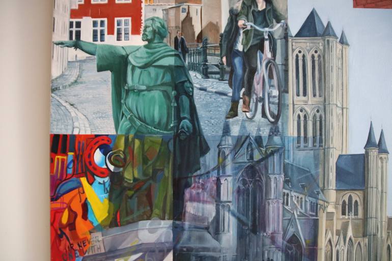 Original Abstract Cities Painting by Wery Pollier