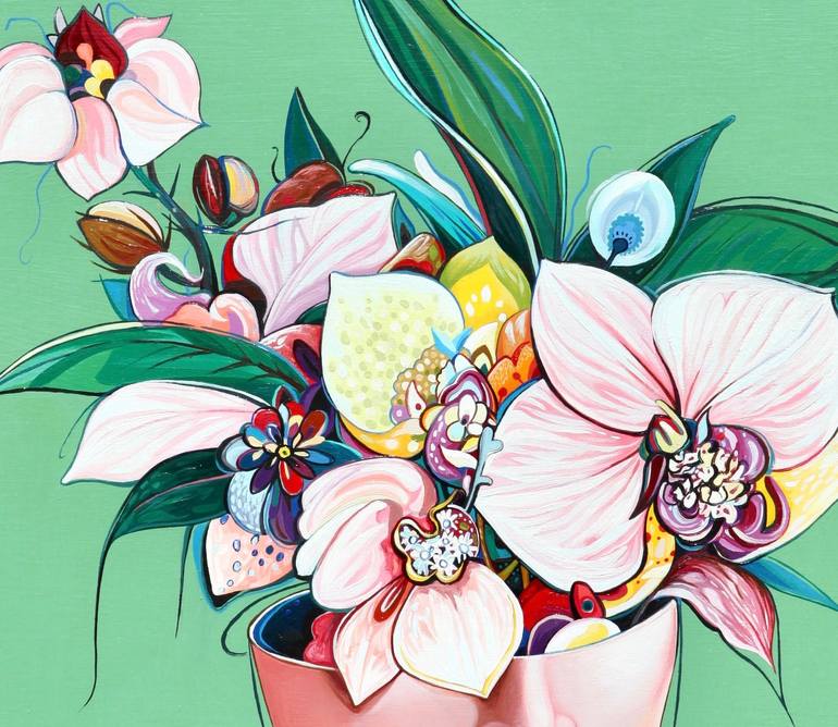 Original Pop Art Floral Painting by Minas Halaj
