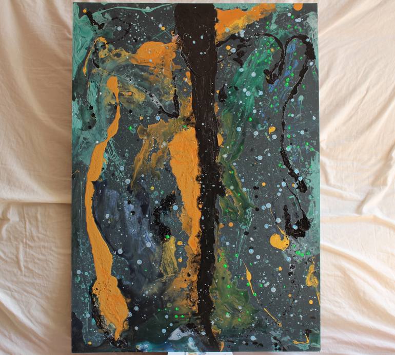 Original Abstract Outer Space Painting by Teo Sirio Sica
