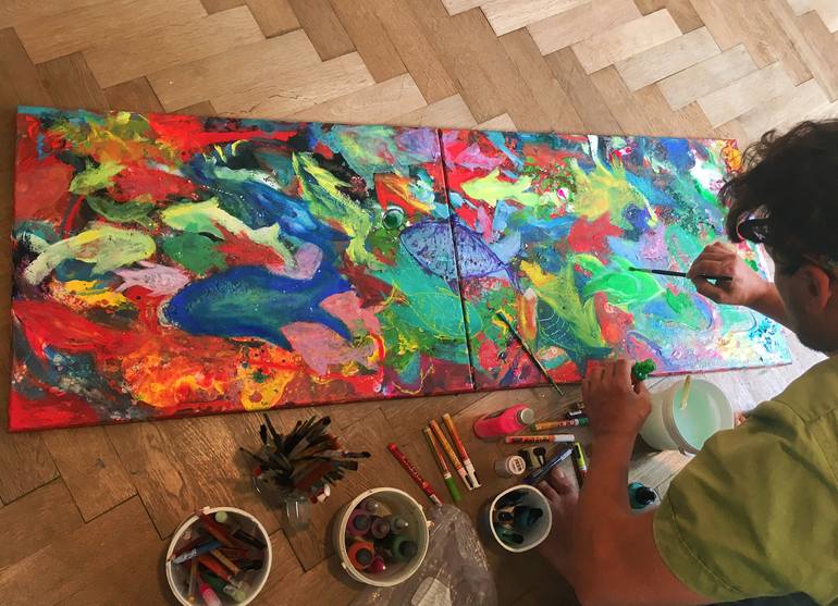 Original Abstract Expressionism Seascape Painting by Teo Sirio Sica