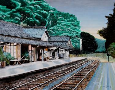 Original Realism Train Painting by Max Baris