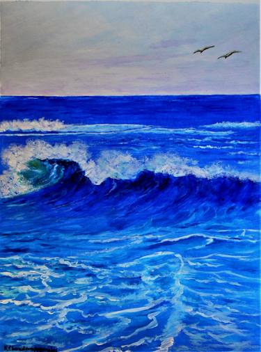 Print of Expressionism Seascape Paintings by Konstantinos Charalampopoulos