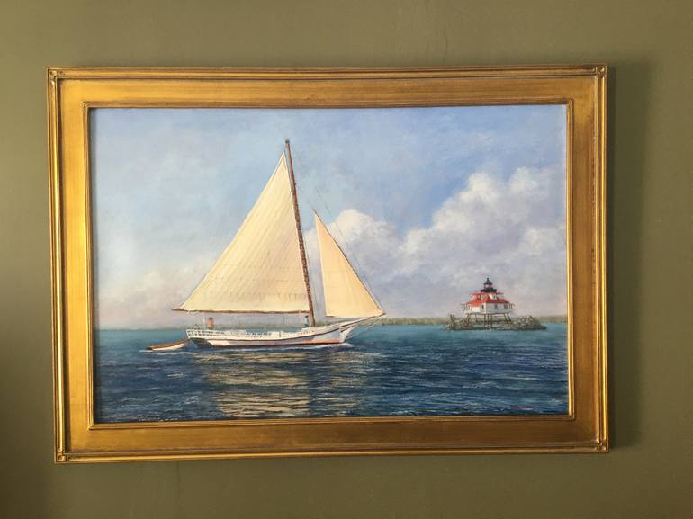 Original Fine Art Sailboat Painting by Mark Hunter