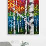 'Vibrant Autumn' birch and aspen trees in a fall forest, displayed insitu in a modern contemporary home.
