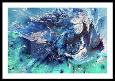 Navy Blue Ocean Wave Artwork Mint Aqua Green Seascape Modern Art Bondi Surf 2 thumb