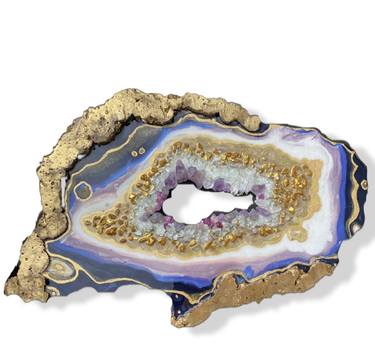 Amethyst Torus. Freeform Purple and Gold Geode thumb