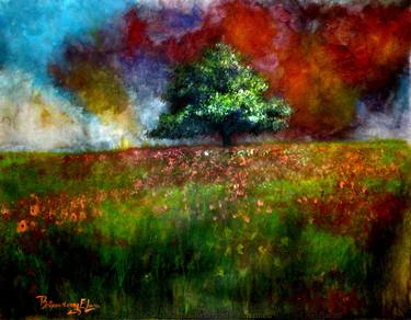 Print of Expressionism Landscape Paintings by Mohamed Elhafed Beldjarou