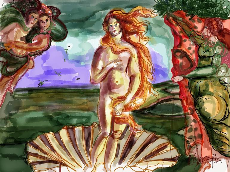 AFTER BOTTICELLI S VENUS RISING FROM THE SEA Painting by Nancy