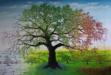 Print of Fine Art Tree Paintings by hazel thomson